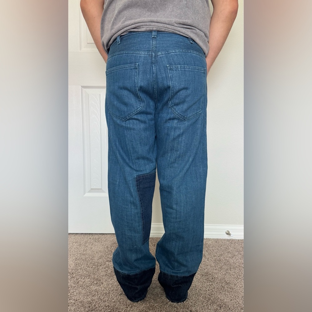 Helmut Lang Dark And Light Blue Patchwork Jeans - image 3